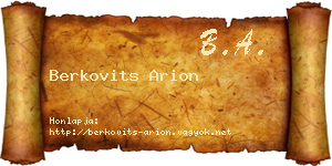 Berkovits Arion névjegykártya